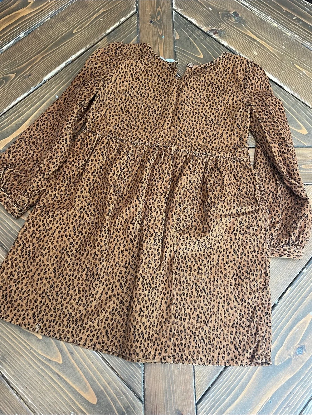 GAP Brown Leopard Print Long Sleeve Tunic Dress